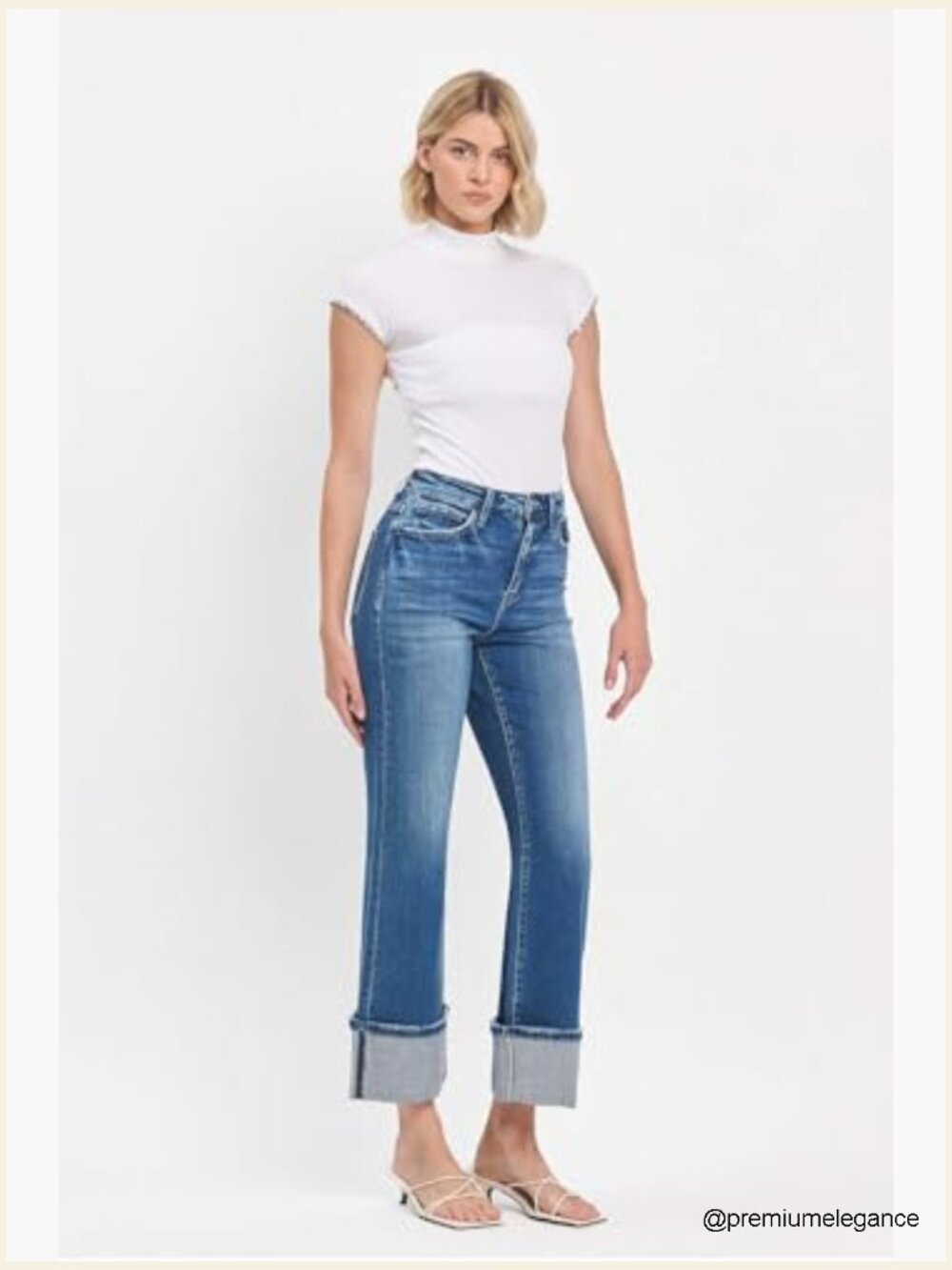 Super High Rise Flare Jeans 28" Inseam Vintage 90s Stretch Denim - Picture 6 of 6